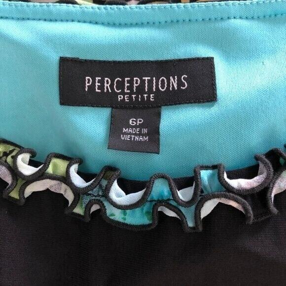 Perceptions Empire Waist Dress Knee Length Boat Neck Cap Sleeves Size 6P - Picture 4 of 8